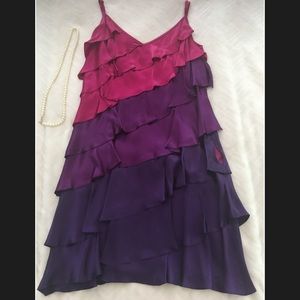 Flattering pink and purple tiered dress